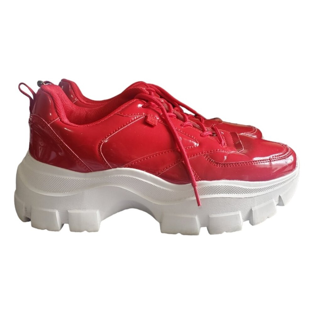 Sh140 Lucky Step Red Patent Ladies Fashion Shoes 10